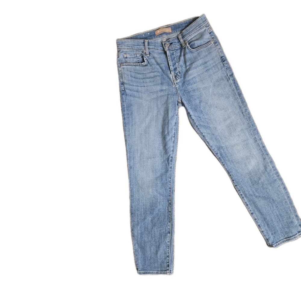 7 For All Mankind Luxe Vintage Josefina Womens 26 Button Fly Light Blue Distress